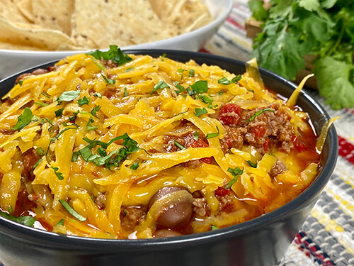 Chili con Carne y Queso, Receta de Cocina Tex-Mex